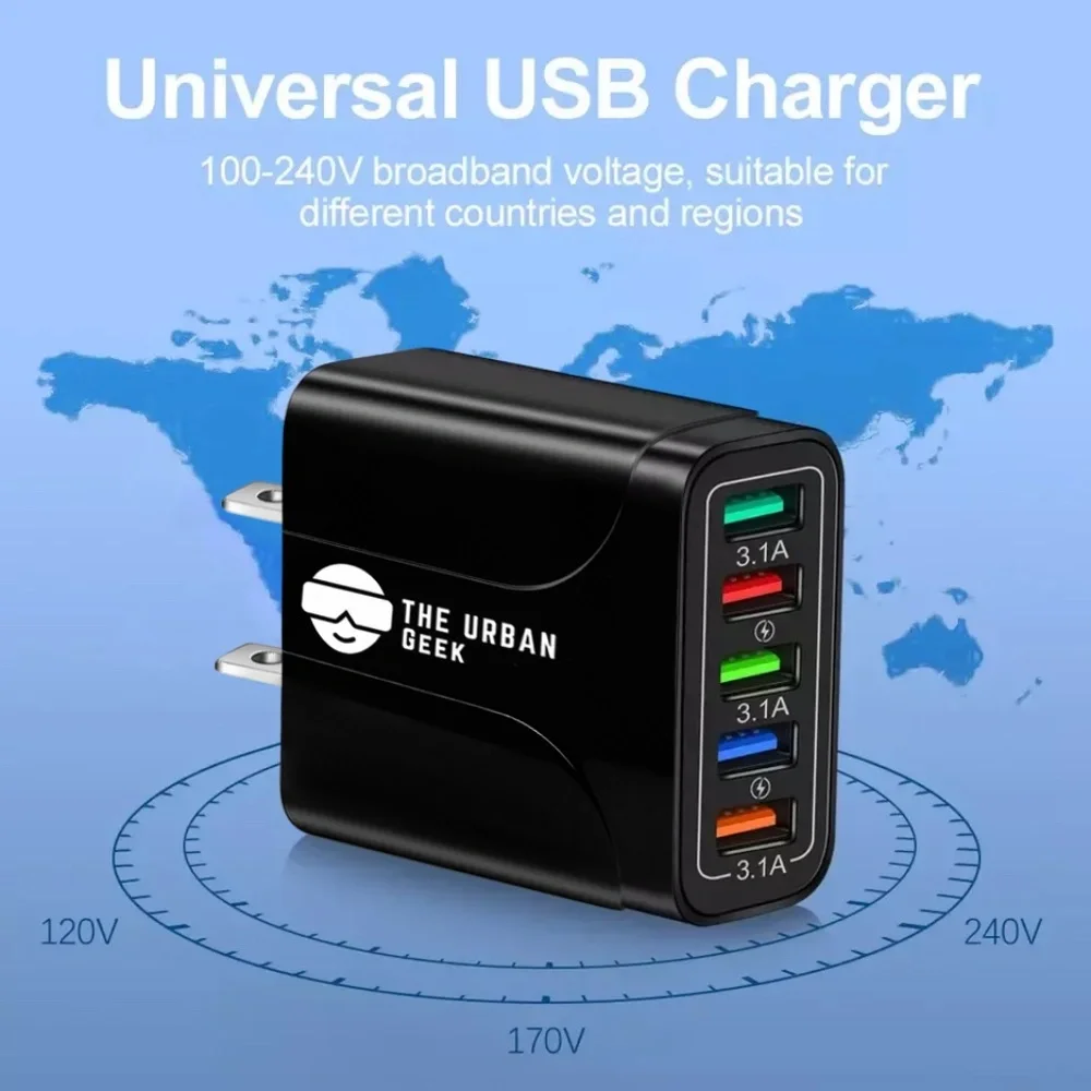 48 Watt 4-Port USB 3.0 Fast Charging Adapter Compatible with Apple, Android, Etc